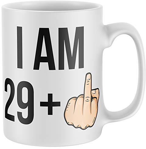 Purple Print House I Am 29 + 1 30th Bday Middle Finger Mug - Funny Birthday Rude 30 Year Old Gifts For Him - Joke Present Idea, White, One Size