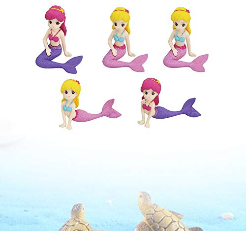 5 Stück Miniatur Meerjungfrau Figur Meerjungfrau Puppe Meerjungfrau Puppe Dekorationen Puppe Kleine Meerjungfrau Geschenke für Kinder Geburtstagstorte Topper Aquarium fee Garten Dekoration Ornamente