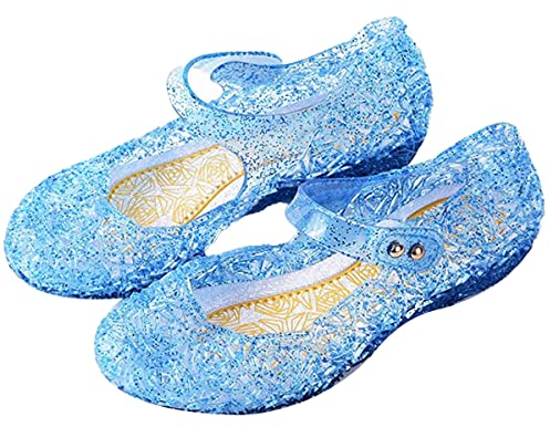 Snyemio Mädchen Prinzessin Kristall Schuhe Verkleidung Karneval Cosplay Ballerinas Weihnachten Party Halloween, Blau, 28 EU(Etikett 30)