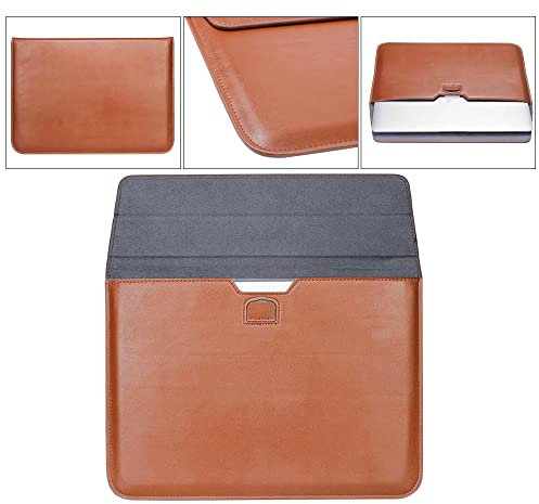 14 Inch Laptop Sleeve Bag with Adjustable Laptop Stand, Ultra-slim Lightweight Case/Water-Resistant PU Leather Computer Tablet Carrying Bag/Pouch Skin Cover for Acer/Asus/Dell/Lenovo (14 inch, Brown)