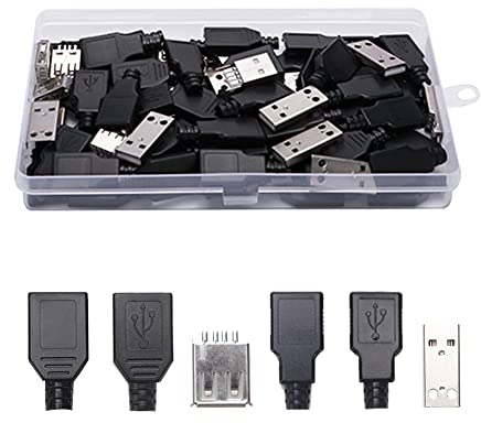 VooGenzek Set 12 USB 2.0 Tipo A Connettore, Presa Femmina Adattatore, Maschio & Femmina 4-Pin Con Copertura in Plastica, per Cavo Fai Da Te