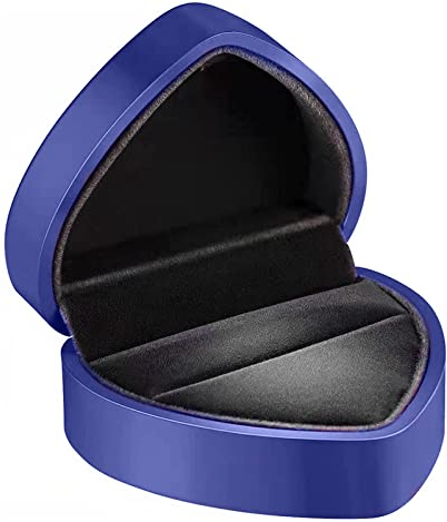 Spldsun Ring Box Herzform, Samt Ring Schachtel Ehering Box, Schmuckschatullen Geschenkbox für Hochzeit Verlobungsring Valentinstag (Blau)