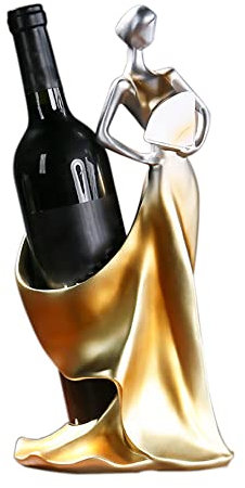 Artpaul Weinflaschenhalter, Schönheitsstatue, Weinflaschenständer, Weinregal, Dekoration, Weinkorkenhalter, Dekoration, Weindekor für Küche, Bar (Golden)