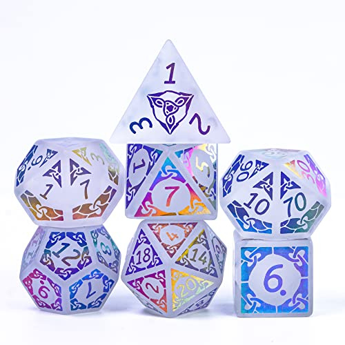 UDIXI Edelstein-Würfel-Set D&D, weißer Kristallstein, DND-Würfel für Tischspiele
