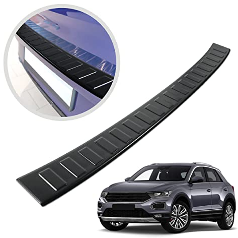 CHROMEMASTER| Ladekantenschutz Stoßstangenschutz | Kompatibel mit VW T-ROC 2017+ | Schwarz lackierter Edelstahl, Matte | Lackschutzleiste Sichert den Heckstoßfänger vor Kratzern und Beschädigungen