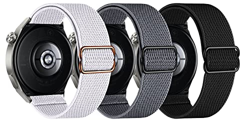 LanQii 22MM Nylon Armband Kompatibel mit Garmin Venu 3/Garmin Forerunner 265/255/Vivoactive 4/Venu 2, Elastisch Sport Ersatzarmband für Huawei Watch GT 4 46mm/Watch 4 Pro Schwarz/Weiß/Dunkelgrau