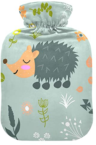YOUJUNER Wärmflasche mit süßem Igel-Aufdruck, 2 Liter, großer Wärmbeutel, warmer Komfort, Handfußwärmer
