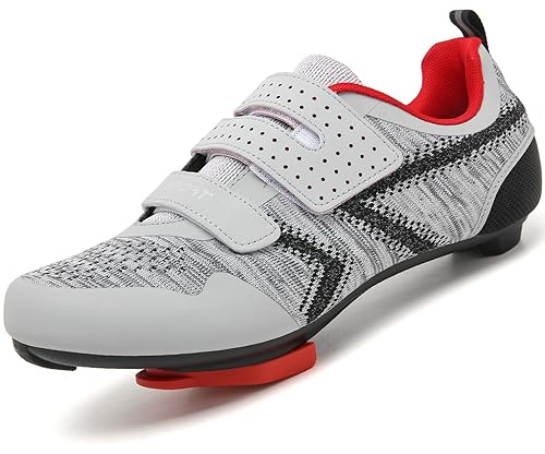 Unisex Fahrradschuhe kompatibel mit Peloton Indoor Reiten Rennrad mit Delta Cleats Outdoor Pedal Bike Schuhe, Grau_g, 7.5 Women/5.5 Men