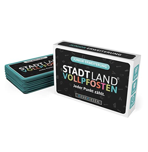 DENKRIESEN - Stadt Land VOLLPFOSTEN® - Das Brettspiel ERWEITERUNG | +354 Kategorien (Junior Edition) | Offizielles Erweiterungsset für das Stadt Land Vollpfosten Brettspiel | Familienspaß