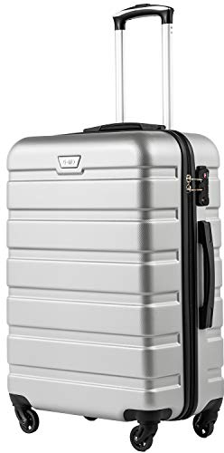 COOLIFE Valise rigide à roulettes avec serrure TSA et 4 roulettes, Argent clair., Mittelgroßer Koffer, Sac de voyage d'affaires tendance