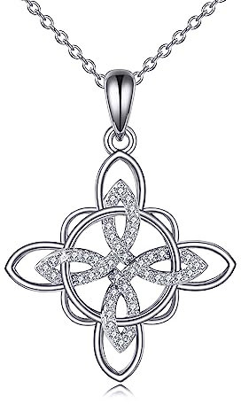 VONALA Hexenknoten Halskette 925 Sterling Silber Keltischer Anhänger mit Geburtsstein Wicca Schmuck Geschenke für Frauen Mädchen (Hexenknoten)