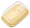 Mantequillera de plástico con tapa, 250 g, con tapa, plato de mantequilla de bambú y acrílico, recipiente para mantequilla, para cocina, mesa de comedor, té de la tarde (sin BPA)