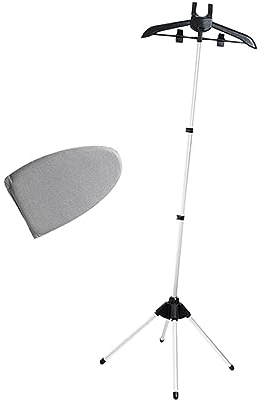 Gralara Percha de Ropa para Planchar a Soporte de Plancha de Poste de Retráctil 84-160 Cm Soporte de Máquina de Planchar Telescópico de Altu, Negro, Individual