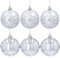 sarcia.eu Silberne Weihnachtsbaumkugeln mit Glitzer, Set aus Kunststoff-Weihnachtskugeln, Weihnachtsschmuck 7 cm, 6 Stück