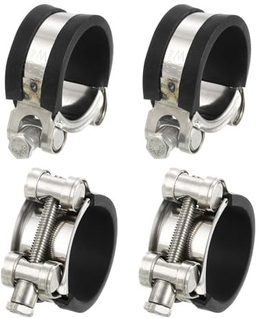 sourcing map 4Pcs T-Bolt Hose Clamp Working Range 36-39mm Rubber Cushioned Intake Intercooler Clamps Adjustable Tube Clamps for Tubes Pipes