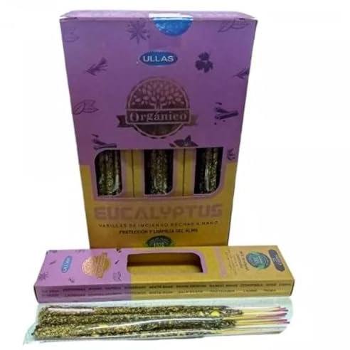 Valmoni Sport 3 Boxen mit Bio-Räucherstäbchen, handgefertigt, 25 g x 3 cm, hergestellt in Indien, Harz und ätherischen Ölen, 100 % natürlich (Eukalyptus)