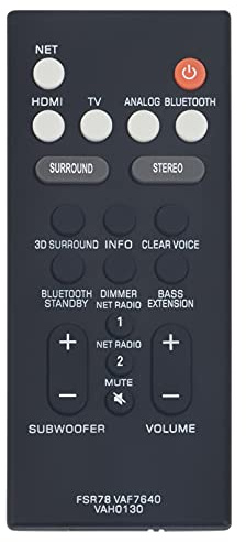 ROLLGAN FSR78 VAF7640-VAH0130 Ersetzte Fernbedienung Anwendbar für Yamaha Soundbar NS-WSW42 BAR-400 YAS-106 ATS-1060 YAS-107 ATS-1070 YAS-207 ATS-2070 YAS-CU207