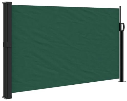 vidaXL Seitenmarkise, Sichtschutz Ausziehbar, Windschutz Sonnenschutz für Garten Balkon Terrasse, Seitenrollo Seitenwandmarkise, Dunkelgrün 120x600cm