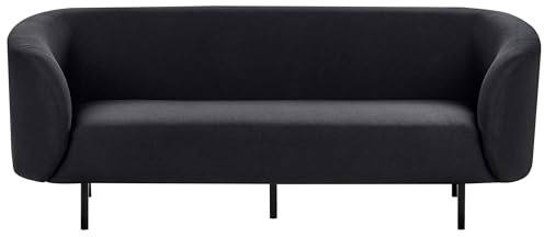 Beliani Klassisches Sofa im Art-Déco-Stil mit Armlehnen Metallgestell Stoff schwarz Loen
