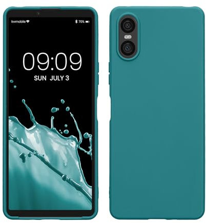 kwmobile Hülle kompatibel mit Sony Xperia 10 VI Hülle - weiches TPU Silikon Case - Cover geeignet für kabelloses Laden - Petrol matt
