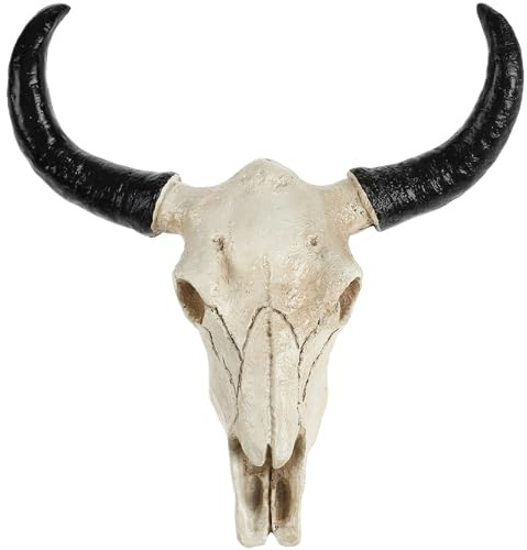 MAGICLULU Cow Skull Wall Hanging Cow Skull Wall Decor Christmas Art Crafts Ornaments Resin Wall Hanging Horn Skulls for Home Decor and Western Themed Rooms