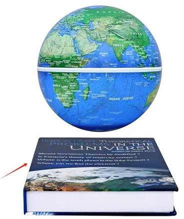 JEHUPA Globe flottant en lévitation magnétique ; globe géographique mondial, base lumineuse LED, décoration de bureau à domicile, bleu