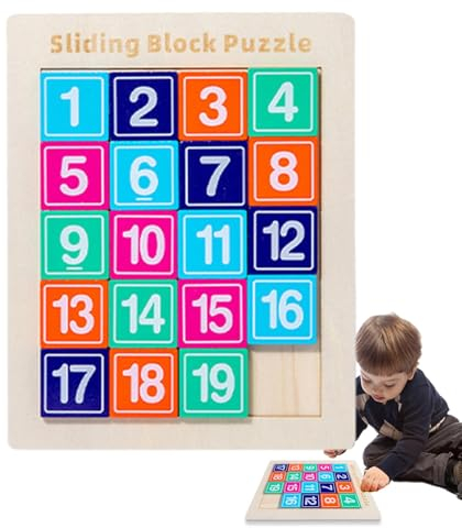 Jeu de Puzzle à nombres coulissants, Puzzles à nombres coulissants pour - Puzzles à Blocs coulissants pour - Chinois Classique Figure Conception Bois Casse-tête Jeu Main-Vitesse Formateur