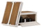 Navaris Camping Storage Box, Beige, Set of 2-35L Foldable Bin with Pine Wood Lid - Collapsible Folding Crate - Easy to Disassemble Plastic Storage Crates - Stackable with Wheels