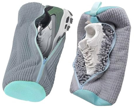Ayizhiniu 2pcs Schuhwaschbeutel Waschmaschine, Sneaker Waschbeutel, Wiederverwendbarer Schuhbeutel mit Reißverschluss, Anwendbar Sneaker, Socken, BHs, Wäschesack (grau)
