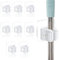 WPNCYK 8 Pcs Broom & Mop Holder - Wall Mounted & Self Adhesive for Kitchen Bathroom Closet Garden Garage (White & Transparent)