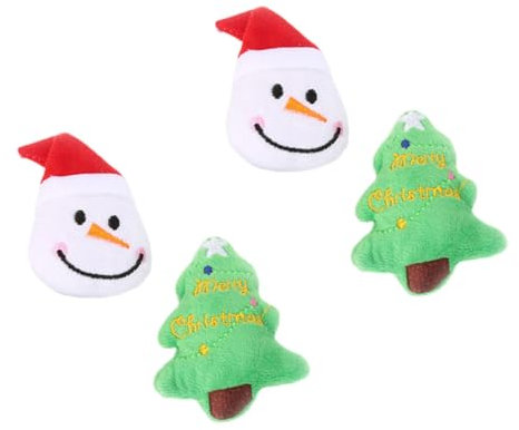 BESPORTBLE 4stücke Weihnachts-Molar-Spielzeug Für Hunde Kuschelige Weihnachtsbälle Schneemann Tannenbaum Für Zahnreinigung Und Interaktives Spielen Für Haustiere