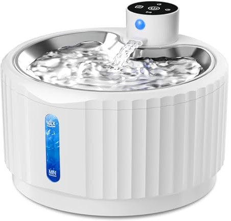 Katzenbrunnen, 2.8L Trinkbrunnen für Katze Kabellos, 4000mAh katzentrinkbrunnen mit bewegungsmelder, Wasserbrunnen mit Ersatzfiltern, Wasserspender Katzen, Leise Wasserpumpe, Tablett aus Edelstahl