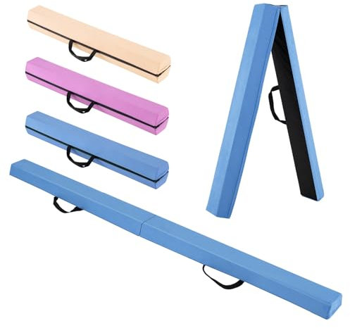 GYMAX 210 cm faltbare Gymnastikbalken, abnehmbarer Balancebalken aus Schaumstoff, Schwebebalken mit rutschfeste Unterseite & Griff, Turnbalken für Training & Turnen (Dunkelblau)