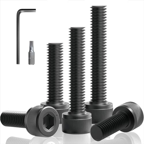Jyvex 50 viti a testa cilindrica M5 x 40, colore nero, viti a testa cilindrica m5, con esagono incassato, D912 12,9, in acciaio al carbonio di classe, con chiave