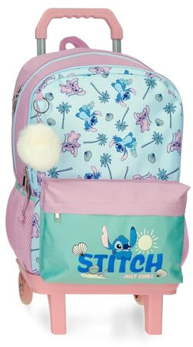 Disney Stitch Just Chill Mochila Doble Compartimento con Carro Portátil 15,6 Pulgadas Azul 31x44x15 cms Poliéster by Joumma Bags