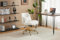 Bonnlo Chaise de Bureau à Pieds croisés, Fauteuil de Bureau Ergonomique avec Oreiller, Double Usage roulettes, Chaise pivotante réglable pour la Chambre, Le Bureau, Chaise de Coiffeuse, Teddy (Blanc)