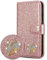 KK KENIK Case For iphone 13 MINI,Luxury Bling Glitter Flip Leather Wallet Case, Diamond Heart,Card Slots,For iphone 13 MINI Cover (Rose Gold)