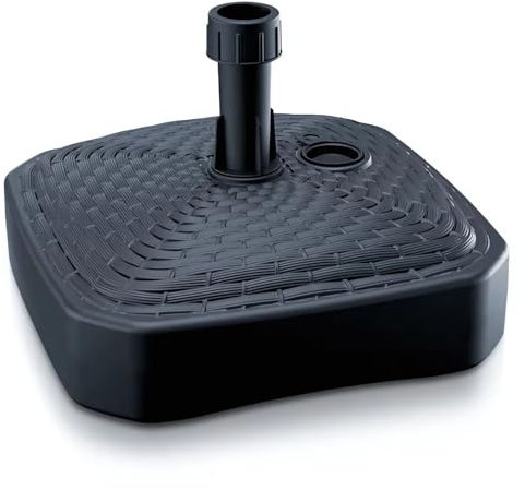 GARDENIX Base per ombrellone, Quadrato, Antracite, Effetto Rattan, in plastica, riempibile con Sabbia, Acqua, Ghiaia in Giardino, Spiaggia, terrazza, ombrellone
