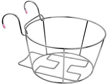 POPETPOP Stainless Steel Balcony Hanging Rack Plant Pot Holder Flowerpot Stand Handrail Planter Indoor Outdoor Decoration