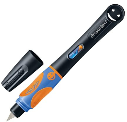 Pelikan griffix® Füllhalter für Rechtshänder, Neon Black, mit Laser-Gravur, Ergonomisches Schreiblernsystem