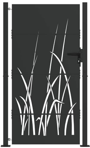 vidaXL Gartentor Schwarz 110 x 180 cm Pulverbeschichteter Stahl, Elegantes Garten- und Terrassentor, rechteckig, moderne Gestaltung, dekorativ und sicher aus Metall