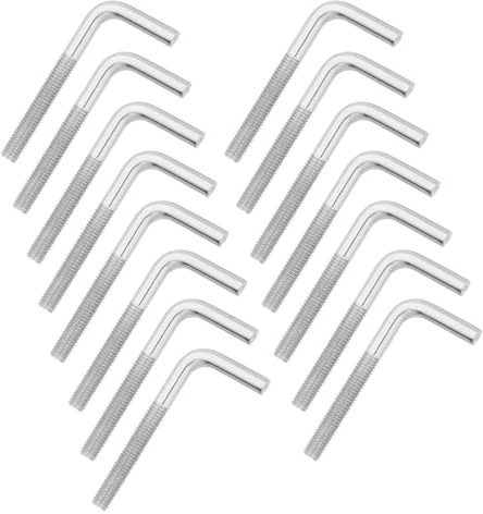 QUARKZMAN Tornillo En Forma De L A 90 Grados M5x50mm 7/L, 304 Acero Inoxidable Tornillo De Cimentación Largo Cuadrado Curvado, 15 Pcs