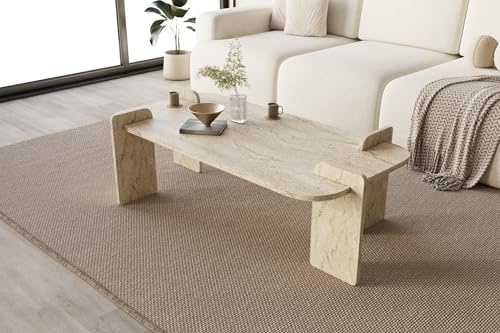 moebel17 Couchtisch Twinkle Beige Granitoptik Travertin, Moderner Sofatisch, Tisch fürs Wohnzimmer aus Holz, Ablagefächer, Stauraum mit Tür, Designer 93403 (Beige Granit)