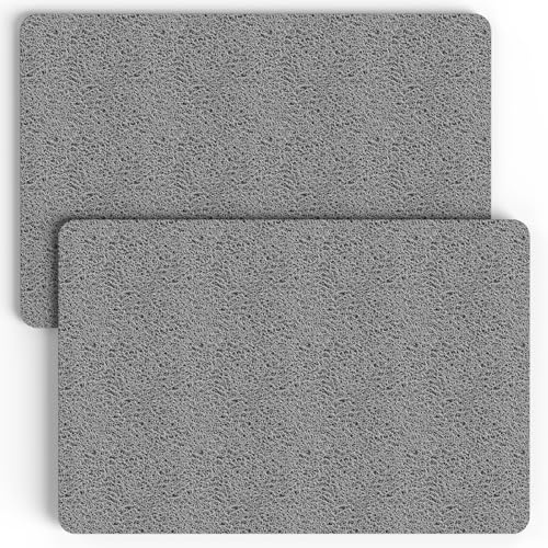 HITSLAM Shower mat Non Slip, 60 x 40 CM Non Slip Bath Mat with Drain, Soft PVC Loofah Shower Bath Mat for Tub, Quick Drying Shower Mat for Bathroom, Grey, 2 Packs