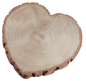 Chaks - Holz Herz Tischdeko mit Rinde für Hochzeit | 19x19x3 cm, natürliche Dekoration für Valentinstag und DIY Projekte, Holzherz mit Rinde