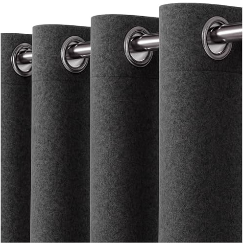 heimtexland Filz Thermovorhang Blickdicht abdunkelnd isolierend HxB 245x135 cm Kälteschutz Sonnenschutz Gardine Energiesparend Schalldämpfung Deko Vorhang Woll-Charakter Typ921 Anthrazit-Silber Ösen