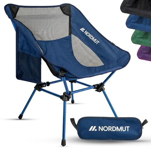 NORDMUT® Campingstuhl kleines Packmaß & Ultraleicht – Kleiner Campingstuhl mit 150 kg Belastung – Klappstuhl Camping leicht aus Aluminium für Camping, Outdoor & Festivals