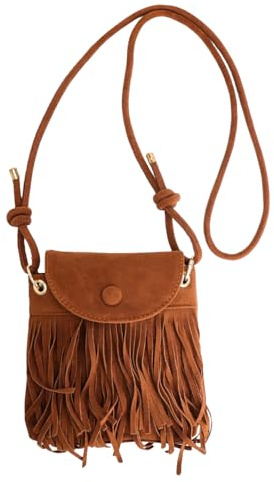 Boho Fransen Tasche Damen Crossbody Bag, Vintage 70er Hippie Style