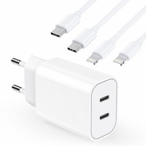 Chargeur Rapide iPhone 20W Chargeur USB C et 2 Câble Lightning de 2 m Adaptateur Secteur USBC Universel Mural Chargeur Compatible avec iPhone 14/13/12/SE/11/X/XS/XR/8/7/7 Plus/6/iPad