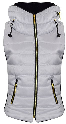A2Z 4 Kids Kids Girls Boys Sleeveless Hooded Padded Quilted - Gilet Puffer 466 Silver 7-8